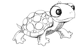 How to draw Cartoon Turtle [upl. by Suhsoj]