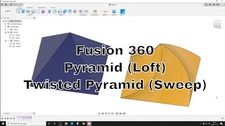 Pyramid and Twisted Pyramid in Fusion 360  Sweep with twist angle [upl. by Tychon]