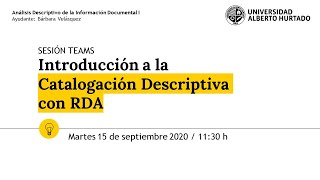 Introducción a la Catalogación con RDA [upl. by Ocsinarf66]