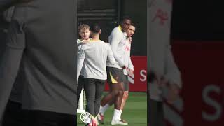 😅 Things got a bit competitive between Trent and Salah in training [upl. by Kciregor712]