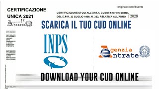 CERTIFICAZIONE UNICA 2021 COME SCARICARE IL TUO CUD ONLINE  How to download your CUD online [upl. by Liatrice]