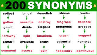 Learn 200 HELPFUL Synonym Words in English To Strengthen Your English Vocabulary [upl. by Stamata]