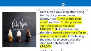 How to apply misrepresentation Liam cupcake scenario [upl. by Dwinnell]