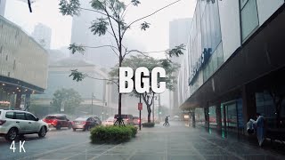 4K Walking in Heavy Rain in BGC Metro Manila  Binaural City Sounds Rain Ambience [upl. by Absa]