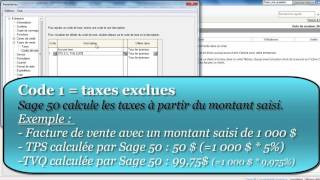 SAGE 50  Configurer des taxes de vente [upl. by Rolland587]