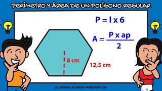 CÓMO HALLAR EL PERÍMETRO Y ÁREA DE UN POLÍGONO REGULAR SUPER FÁCIL [upl. by Ennasil883]