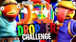 Michou le boss du Dropper Challenge chute de 500m avec la Team Crouton sur Fortnite Créatif [upl. by Peugia]