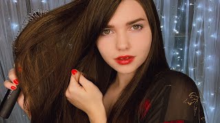 ASMR Hair Brushing  Whispering  Sleep Inducing  Tingly [upl. by Ahsiryt]