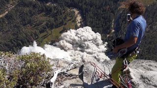 Veteran climber captures terrifying video of rock slides in Yosemite National Park [upl. by Goren133]