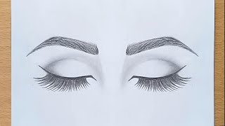 How to draw Closed Eyes for beginners step by step [upl. by Quinton]