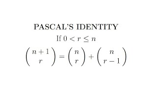 Pascals Identity proof [upl. by Rramel]