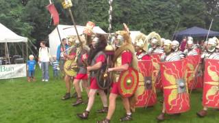 Roman Reenactment at the Amphitheatre in Caerleon Marching In [upl. by Johnsten]