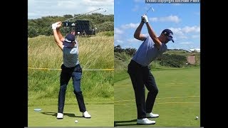 Justin Thomas golf swing  Long Iron faceon amp downtheline July 2017 [upl. by Pish64]