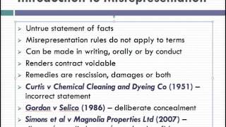 Misrepresentation Lecture 1 of 4 [upl. by Ainollopa]