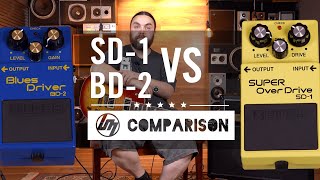 BOSS Super SD1 Overdrive vs BD2 Blues Driver  Comparison  Better Music [upl. by Eidna]