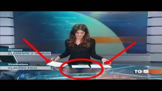 Italian TV presenter Costanza Calabrese accidentally flashes audience 5 [upl. by Weirick261]