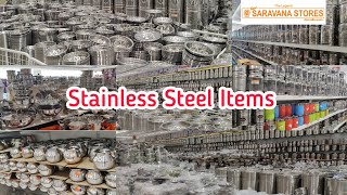 Saravana Stores Stainless Steel Vessels with PriceSS OrganizersStorage ContainerIdly Cooker [upl. by Bazar418]