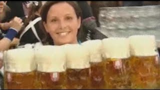 Oktoberfest Waitress carries 12 Mass with a Smile [upl. by Haon141]