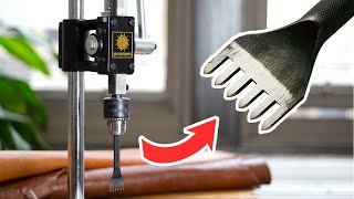 Using A Hand Press Machine to Punch Leather Stitching Holes [upl. by Najar]