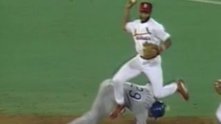 Ozzie jumps over runner to turn double play [upl. by Fennie]