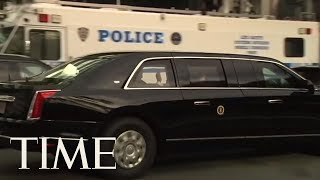 President Trumps New Presidential Limo Made Its Debut In Time For The UN  TIME [upl. by Dachy]